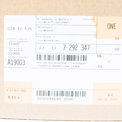 new bmw 3 f30 left wing mirror adjustor motor 67137292347 7292347 2016 original