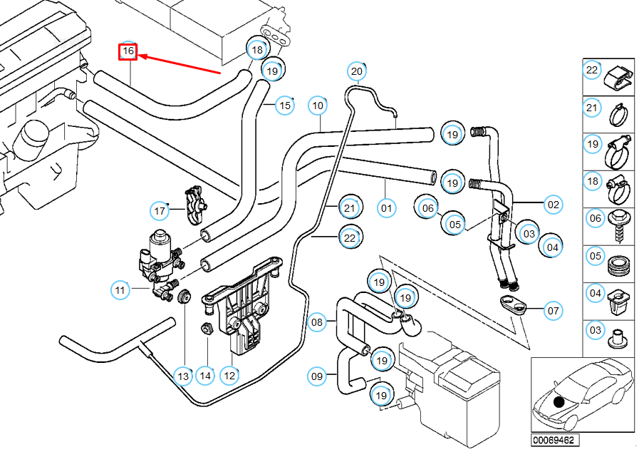 new bmw 5 e39 radiator engine return hose line 64218378953 8378953 original