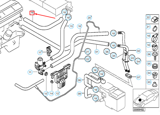 new bmw 5 e39 radiator engine return hose line 64218378953 8378953 original