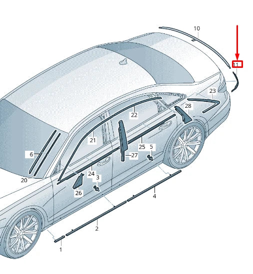 NEW AUDI A8 4N REAR LEFT TAIL LIGHT CLUSTER TRIM STRIP 4N08539552ZZ