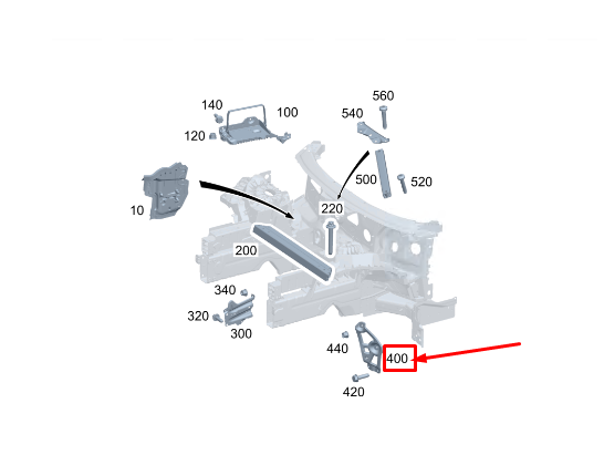new mercedes-benz eqs v297 outer left firewall reinforcement a2976254700