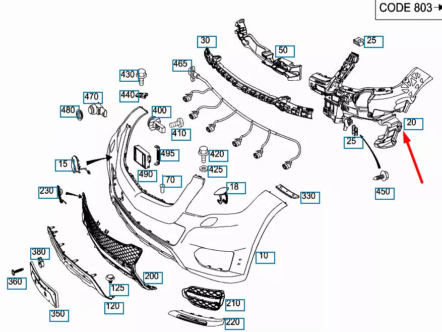 NEW MERCEDES-BENZ GLK-CLASS X204 FRONT LEFT BUMPER BRACKET A2048855165
