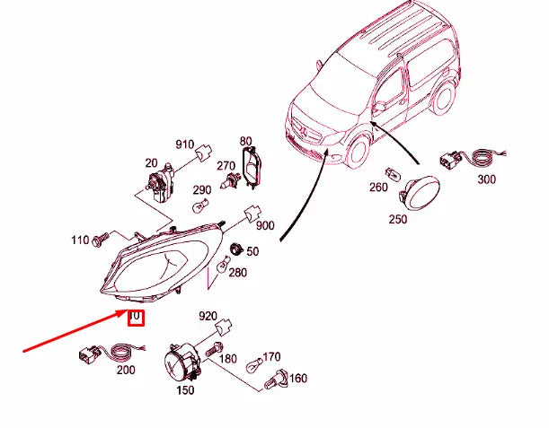 NEW MERCEDES-BENZ CITAN W415 FRONT RIGHT HEADLIGHT LHD A4158260201