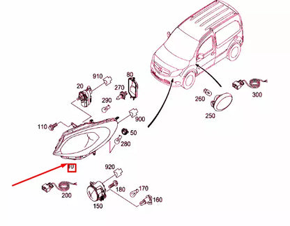 NEW MERCEDES-BENZ CITAN W415 FRONT RIGHT HEADLIGHT LHD A4158260201
