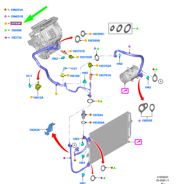 new ford grand c-max mk2 a/c system tube rhd 2021378 f1f1-19a834-fb original