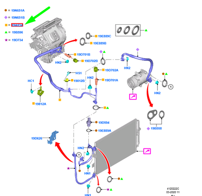new ford grand c-max mk2 a/c system tube rhd 2021378 f1f1-19a834-fb original