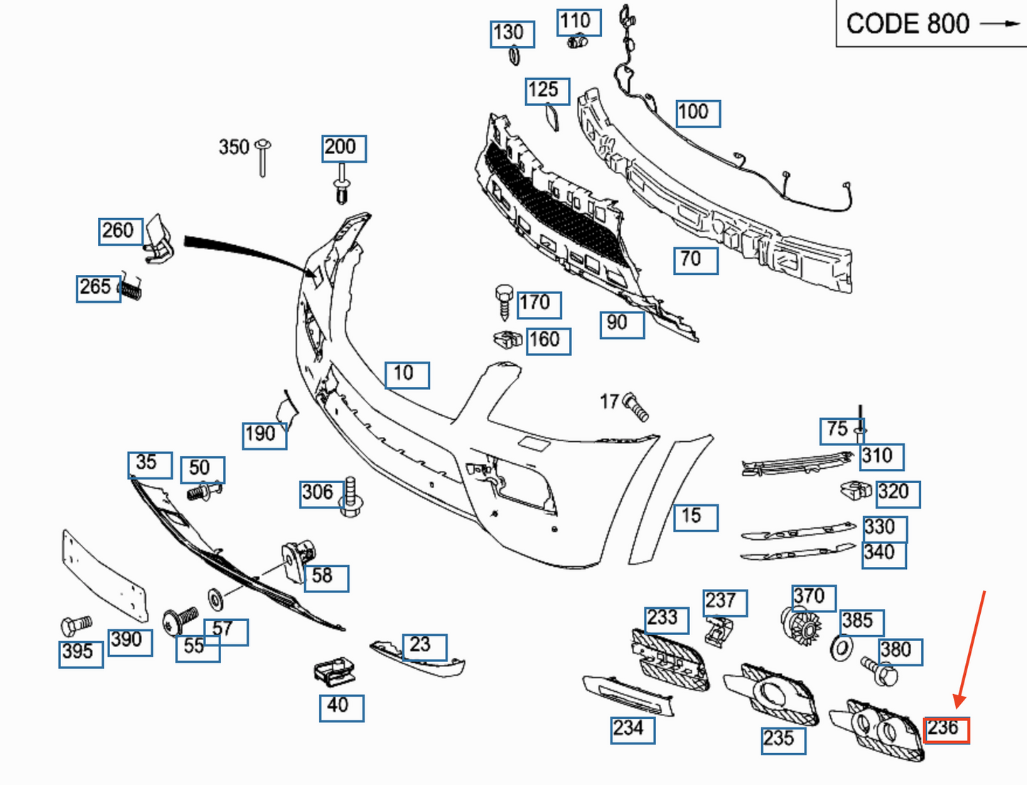 NEW MERCEDES-BENZ GL X164 FRONT RIGHT FOG GRILLE A1648801424 ORIGINAL