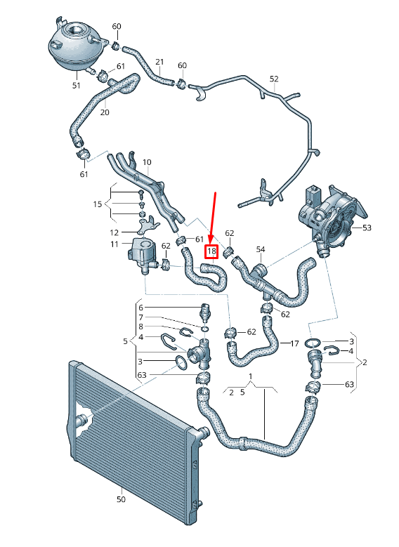 NEW VW BEETLE 5C ENGINE COOLANT HOSE 5C0121063F ORIGINAL
