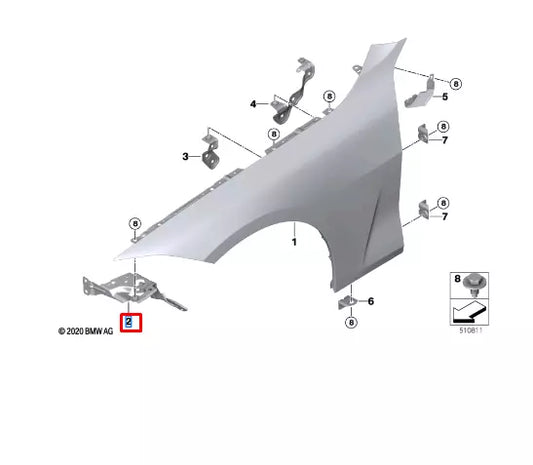 NEW BMW 3 G20 FRONT LEFT FENDER HOLDER 9466091 41009466091 ORIGINAL