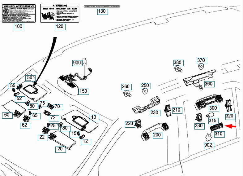 NEW MERCEDES-BENZ GLE W166 REAR LEFT GRAB HANDLE LIGHT A1669066901 ORIGINAL