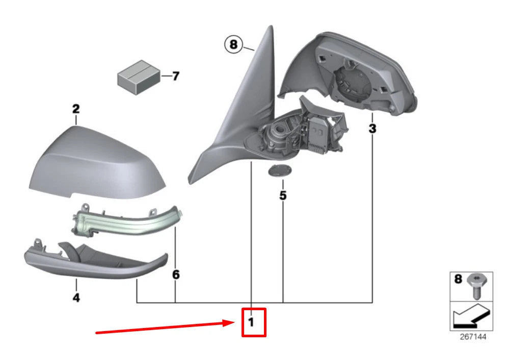 NEW BMW X1 E84 FRONT RIGHT DOOR WING MIRROR 7307226 51167307226 ORIGINAL