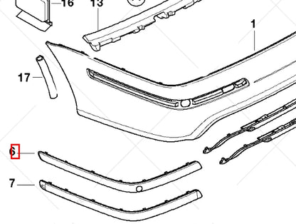NEW BMW 5 E39 M REAR RIGHT BUMPER MOULDING TRIM 51122498502 ORIGINAL