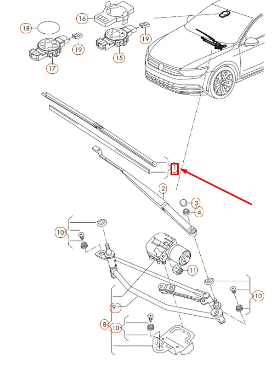 NEW VOLKSWAGEN PASSAT B8 FRONT AERO WIPER BLADE SET LHD 3G1998002