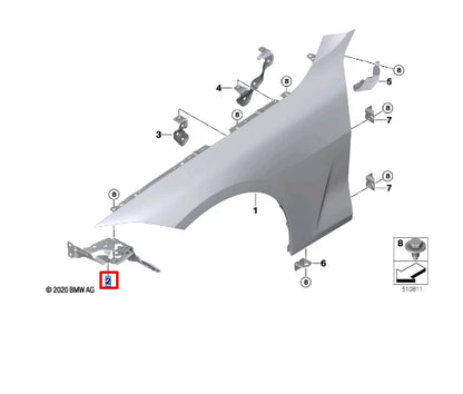 NEW BMW 4 COUPE G22 FRONT RIGHT FENDER PANEL HOLDER 41009466092 ORIGINAL