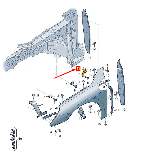 new audi a3 sportback 8y front left fender bracket 8y0821471a original