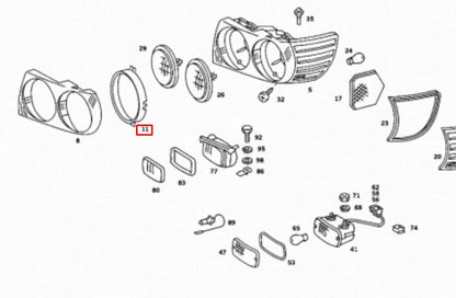NEW MB SL R107 FRONT HEADLIGHT CHROME RETAINER RING TRIM A0018262089 ORIGINAL
