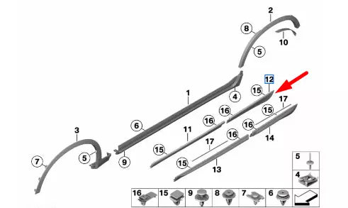 NEW BMW X3 F25 REAR LEFT ROCKER MOLDING 51137205781 ORIGINAL