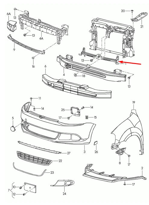 NEW VOLKSWAGEN JETTA MK6 RADIATOR UPPER SUPPORT BRACKET 5C6805706D