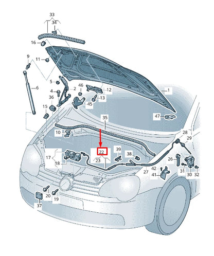 NEW VW EOS 1F BONNET LID LOCK CABLE RHD 1Q2823531B