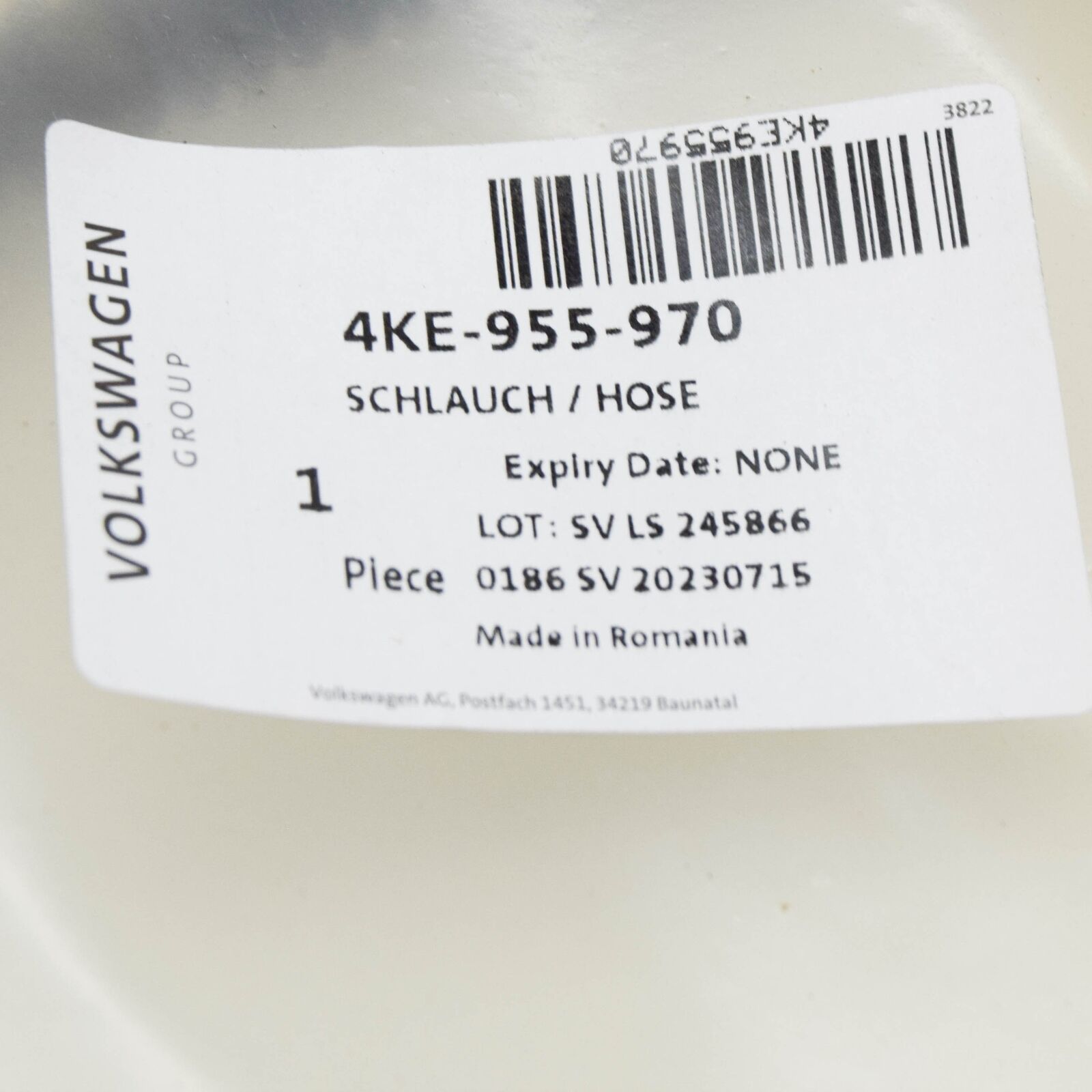 NEW AUDI E-TRON GEN FRONT HEADLIGHT WASHER HOSE 4KE955970 ORIGINAL