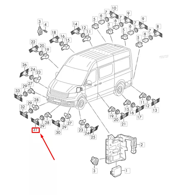 NEW VW CRAFTER MK2 FRONT LEFT CENTRE PARKING SENSOR HOLDER 7C0919493A9B9