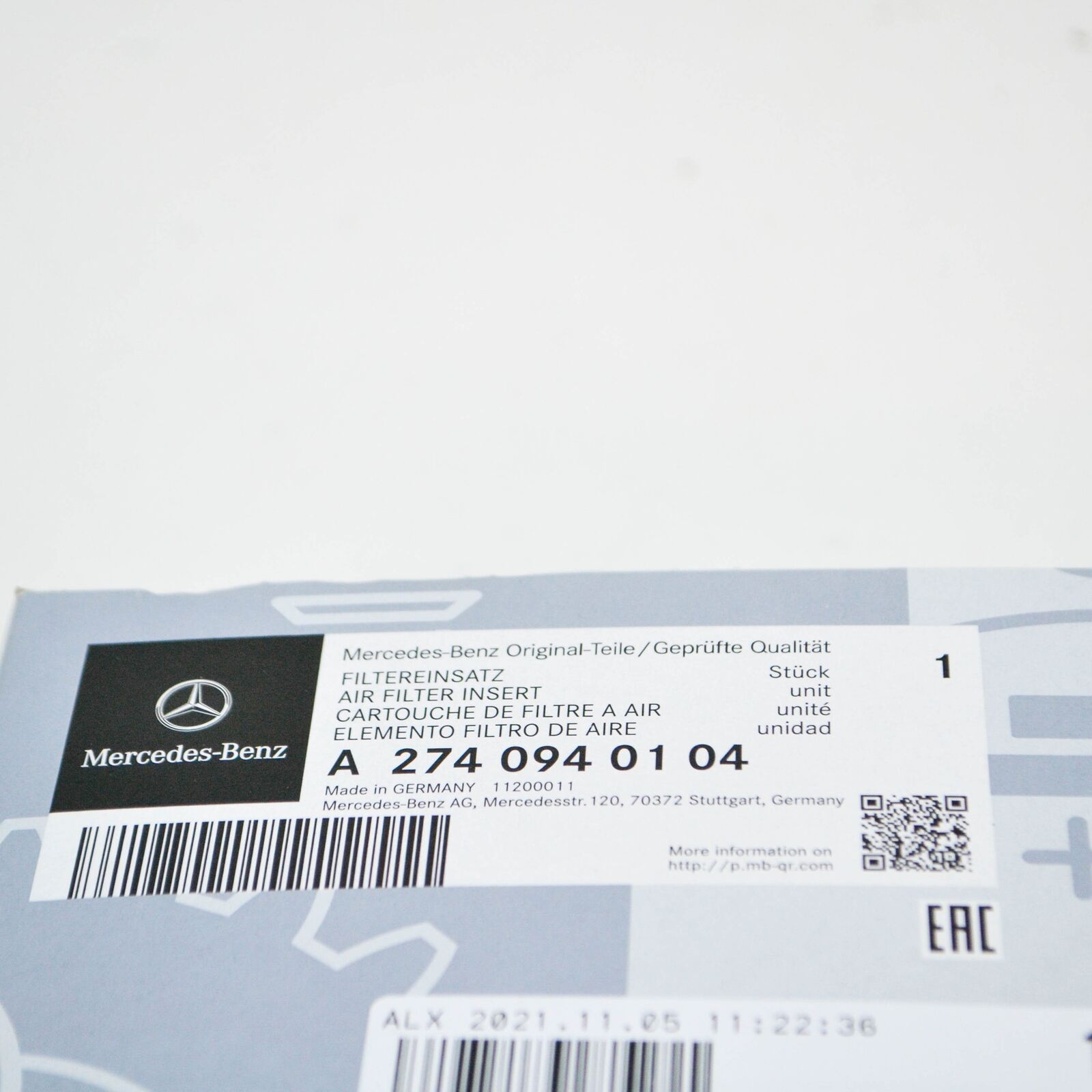 NEW MERCEDES BENZ C W205 AIR FILTER INSERT A2740940104 ORIGINAL