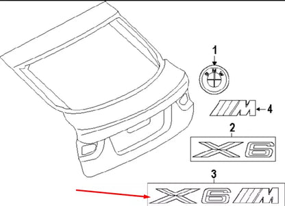 NEW BMW X6 M6 F86 TRUNK LID X6M BADGE STICKER 51148057983 8057983 2015 ORIGINAL