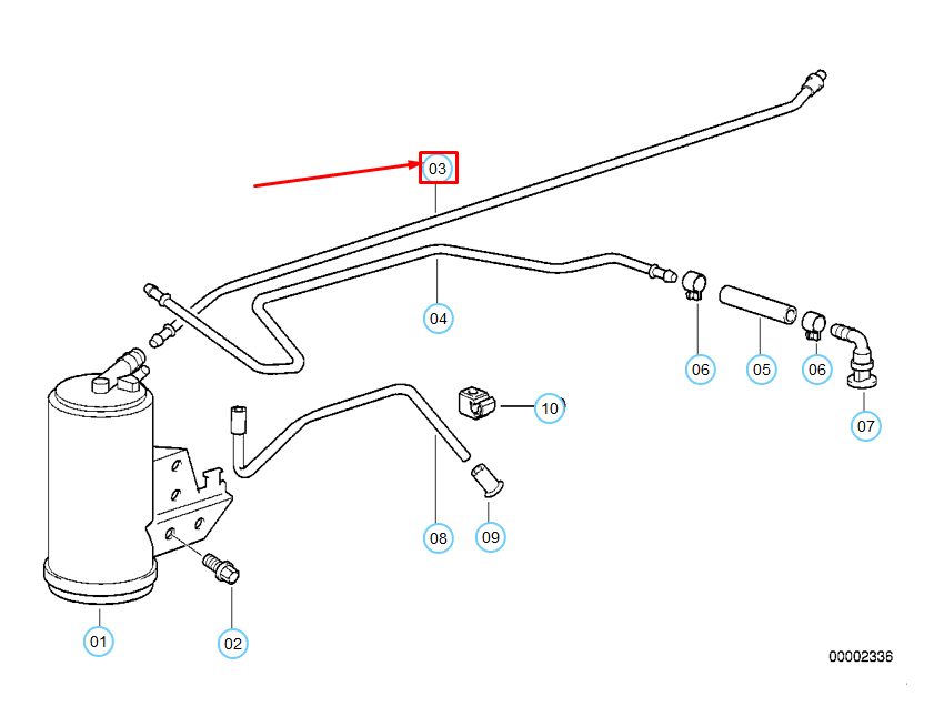 new bmw m3 e36 activated charcoal filter/tubing vent pipe 16132227946 original