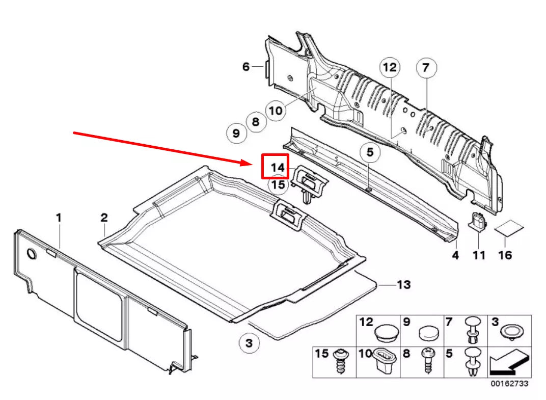 NEW BMW 3 CABRIO E46 TRUNK LUGGAGE PANEL HANDLE 51478245316 8245316 ORIGINAL
