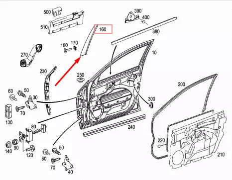 NEW MB E-CLASS W211 FRONT RIGHT DOOR EXTERIOR B-PILLAR TRIM A2116903287