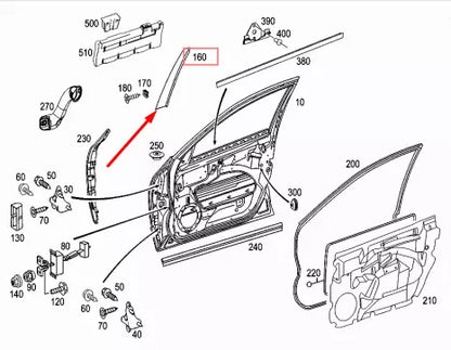 NEW MB E-CLASS W211 FRONT RIGHT DOOR EXTERIOR B-PILLAR TRIM A2116903287