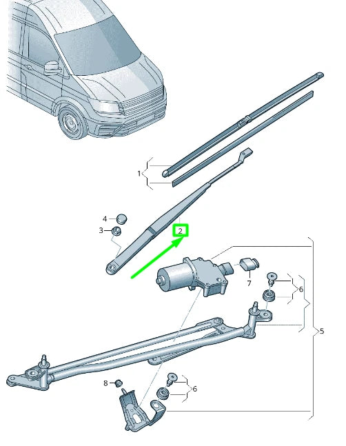 NEW VOLKSWAGEN CRAFTER SZ MK2 FRONT RIGHT WIPER ARM 7C2955410A