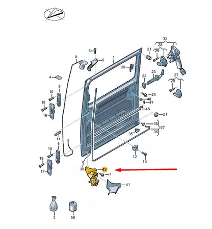 NEW VW TRANSPORTER T6 SLIDING DOOR LEFT LOWER ROLLER GUIDE 7E0843397M ORIGINAL