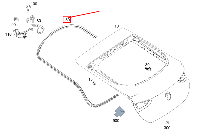 new mercedes-benz gle w167 coupe rear end door seal a1677408700 original