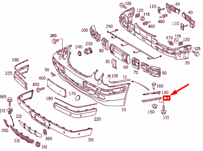 NEW MERCEDES-BENZ E W210 FRONT BUMPER LEFT RAIL A2108854521 ORIGINAL