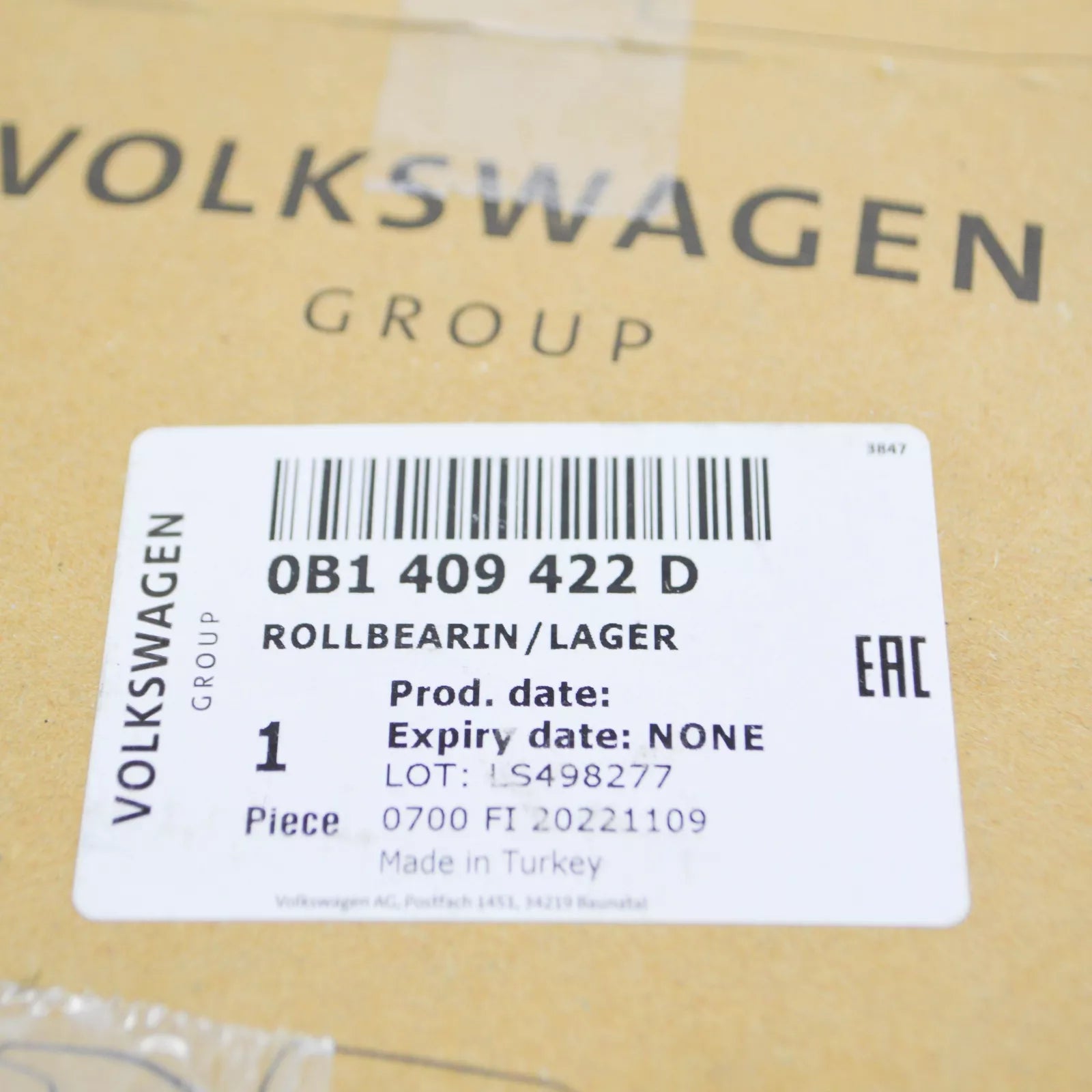 NEW AUDI A4 B8 FRONT DIFFERENTIAL RIGHT TAPER ROLLER BEARING 0B1409422D ORIGINAL