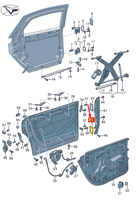 new audi a8 d5 rear right lower door hinge reinforcement seal 4n6839790 original