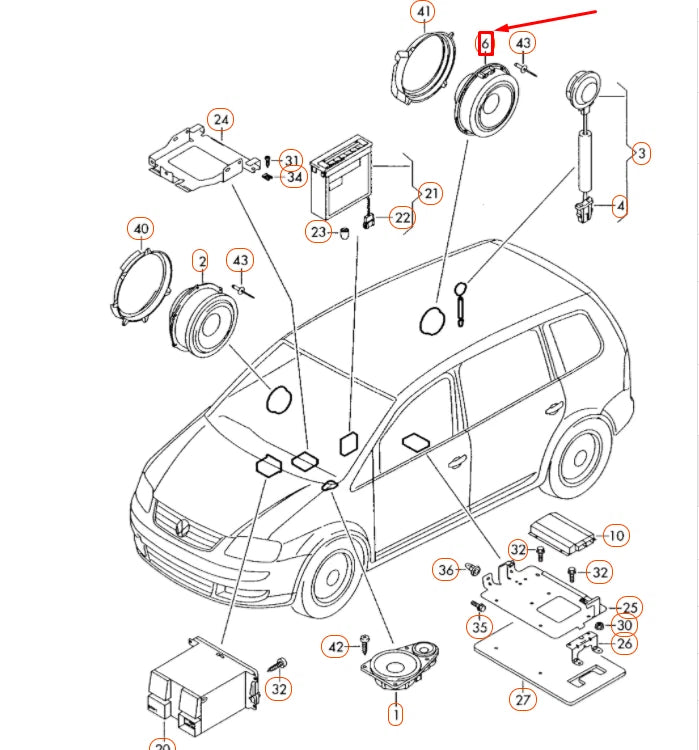 NEW VW TOURAN 1T REAR DOOR BASS LOUDSPEAKER 1T0035411AB