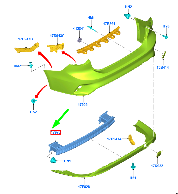 new ford focus mk4 rear bumper beam 2195594 original
