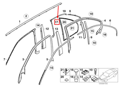 NEW BMW 5 E39 REAR RIGHT DOOR QUARTER WINDOW FRAME 51348186184 8186184 ORIGINAL