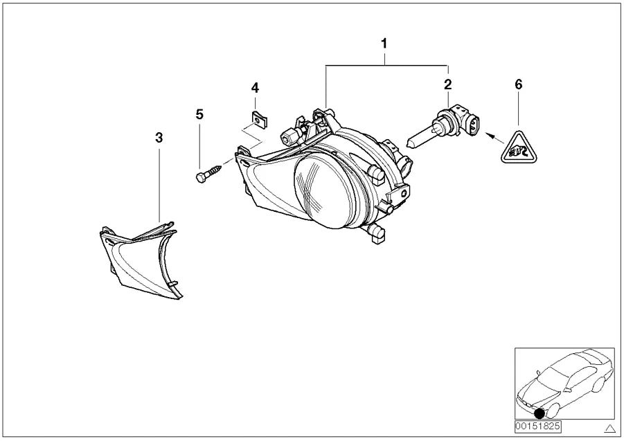 NEW BMW 5 E39 FRONT RIGHT FOG LIGHT 63176900222 ORIGINAL