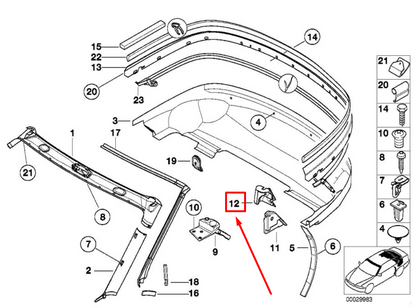 new bmw z3 e36 interior corner roof rubber seal 8407335 51718407335 original