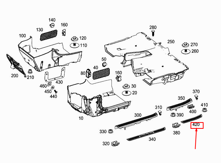 new mercedes-benz s w222 rear right outside sill cover rail a2226801435 original