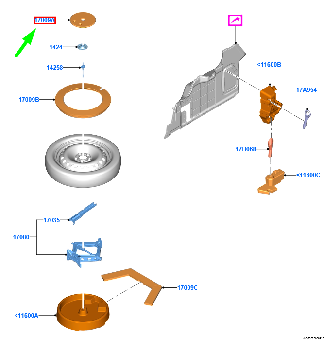 new ford puma mk2 spare wheel stowage box foam assy 2436131 l1tb-17009-ab