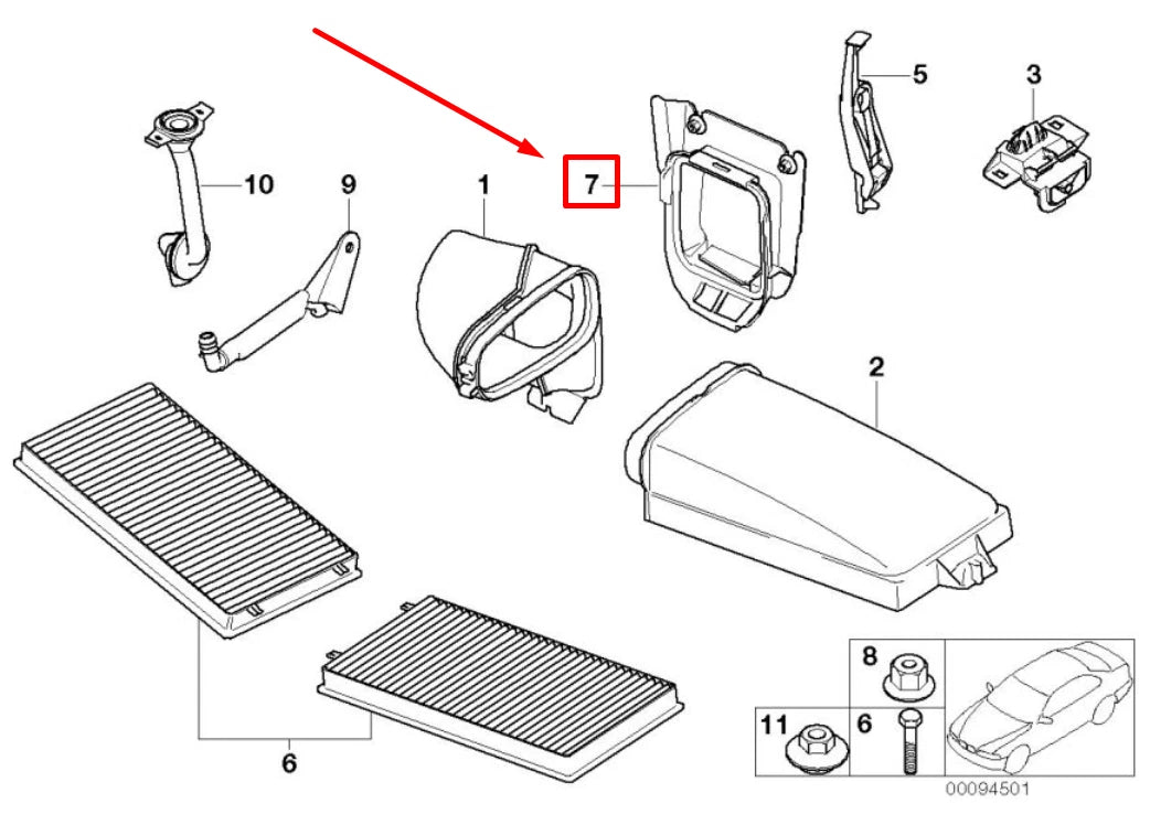 NEW BMW 7 E65,E66,E67 RIGHT AIR DUCT SEAL 64318386178 8386178 ORIGINAL
