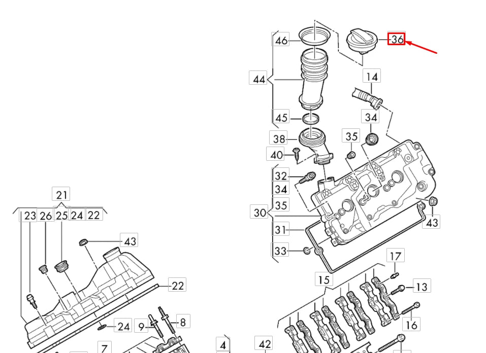 NEW VOLKSWAGEN AMAROK 2H OIL FILLER END CAP 06K103485B ORIGINAL