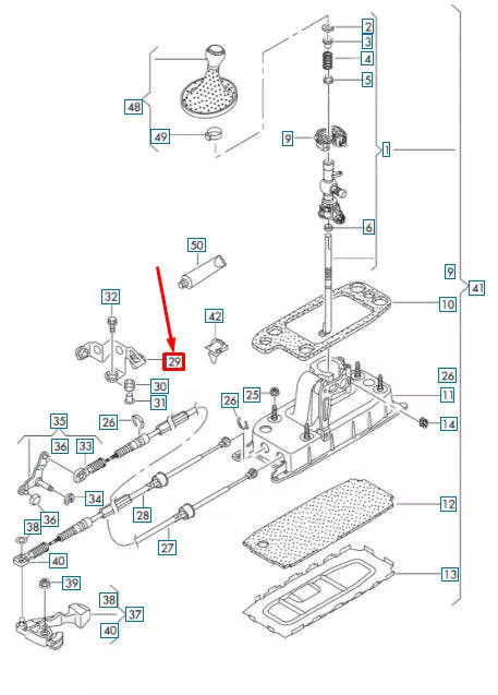 NEW AUDI A3 SPORTBACK 8P SHIFTER CABLE BRACKET 5Q0711789A