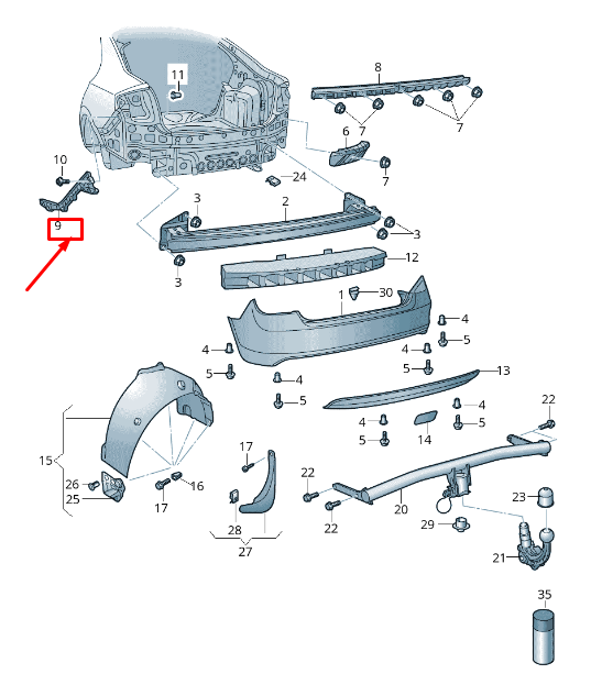 new skoda rapid nh rear right bumper guide profile 60u807394 original