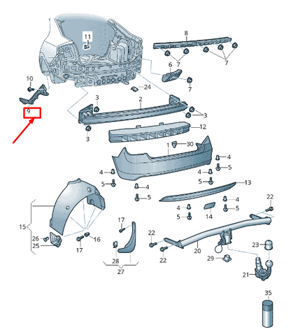 new skoda rapid nh rear right bumper guide profile 60u807394 original