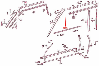 NEW MB SL R107 FRONT RIGHT DOOR WINDOW GARNISH MOULDING A1077280230 ORIGINAL